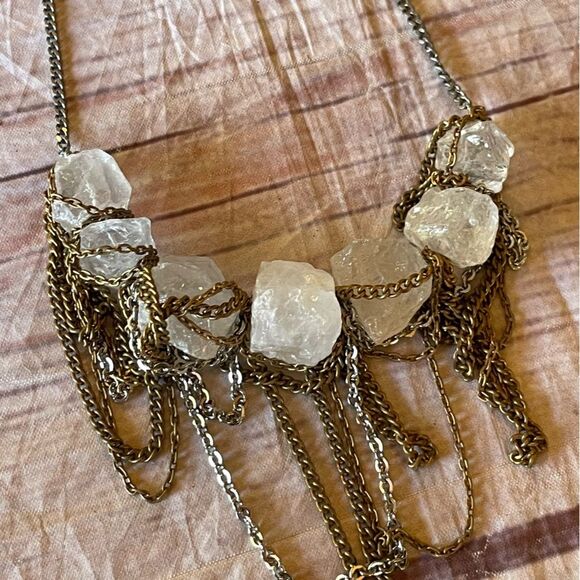 Gemma Redux Rock Crystal Chunky Chain Long Necklace As Seen on Gossip Girl Gold - Picture 5 of 5